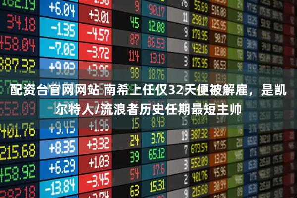 配资台官网网站 南希上任仅32天便被解雇，是凯尔特人/流浪者历史任期最短主帅